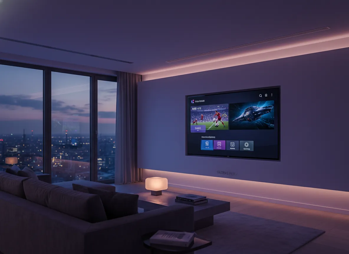 best iptv app Close-up of a high-tech IPTV streaming device for 2026 showcasing cinematic lighting and professional design.
